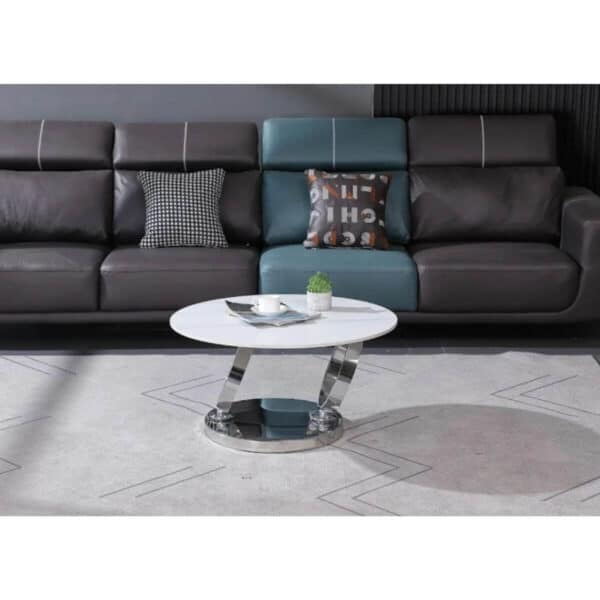 שולחן סלון מרהיב אבן לבן תמונה משנית3