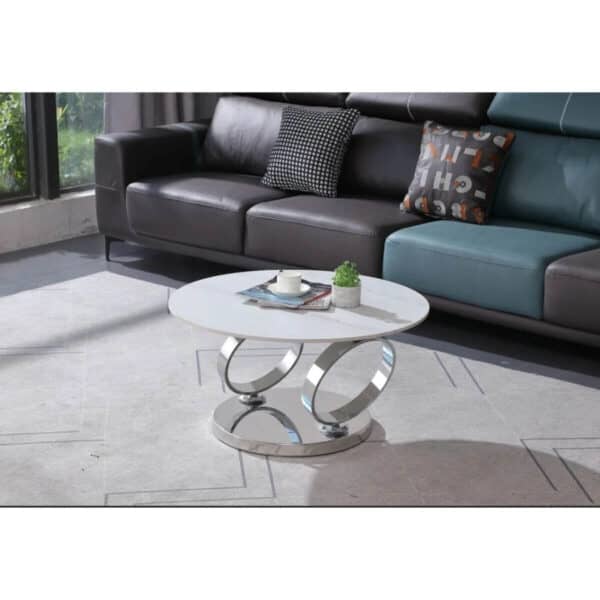 שולחן סלון מרהיב אבן לבן תמונה משנית5