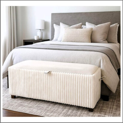 הדום-ספסל-ארגז מצעים מודרני דגם 704111 שמנת